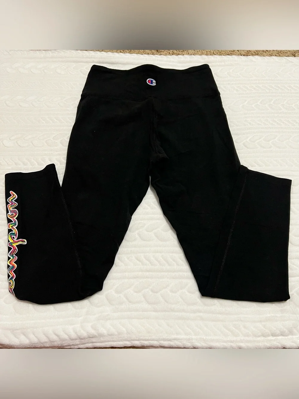 💗 Champion - Womens Black Leggings with Subtle Logo Accent